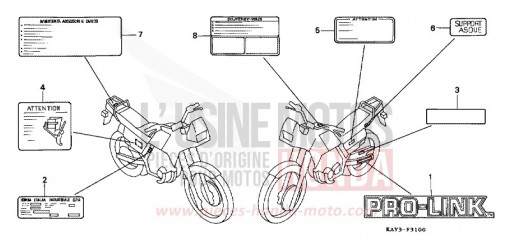 ETIQUETTE DE PRECAUTIONS NX125K de 1989